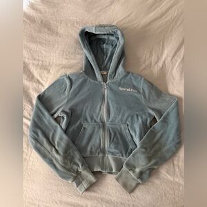 Sporty & Rich Light Blue Velour Health Graphic Hoodie